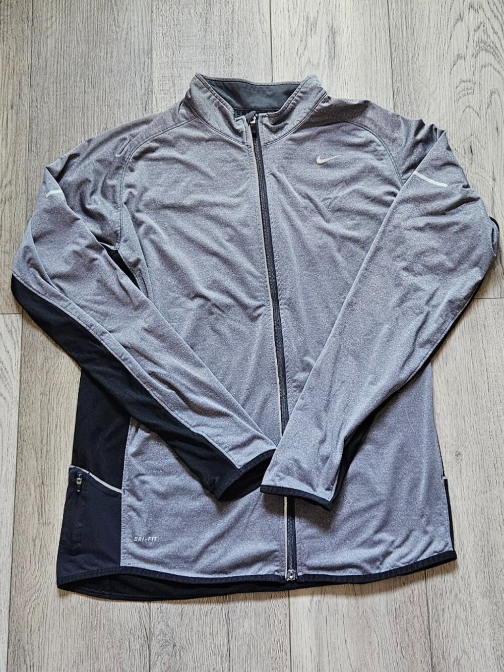 Nike Running Mens Large Dri-FIT Sphere Half Zip Pullover Shirt Grey Black L Tech